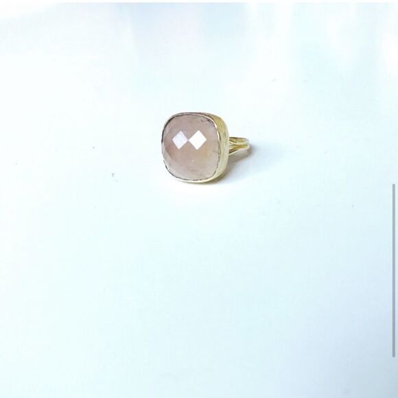Genuine Rose Quartz 14K Plated Adjustable Ring NWT - Picture 6 of 6